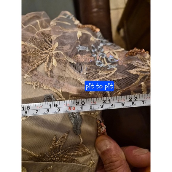 JS Collections Daphne Flutter Column Gown Mauve Sequin Floral Dress 12 NEW - Picture 4 of 16